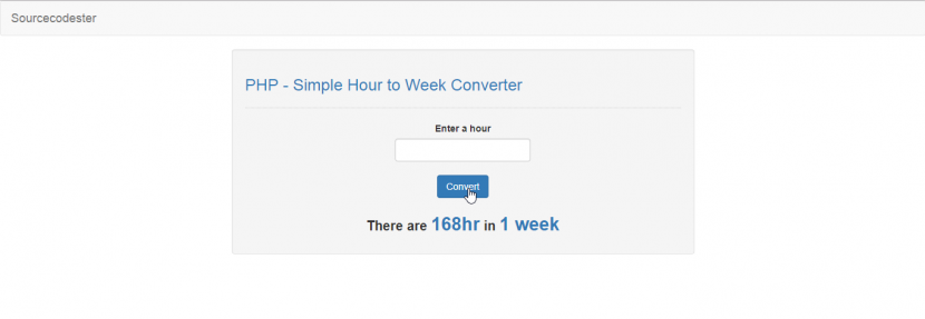 hour to week converter in php