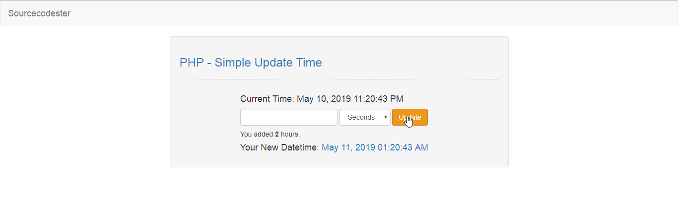 update time in php