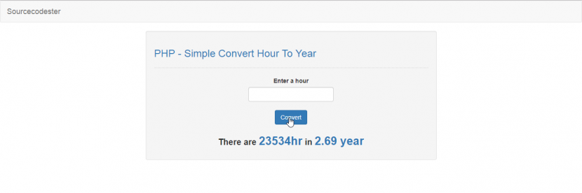 convert hour to year in php