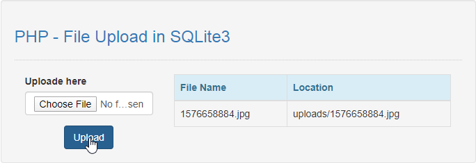 File Upload in SQLite3 using PHP