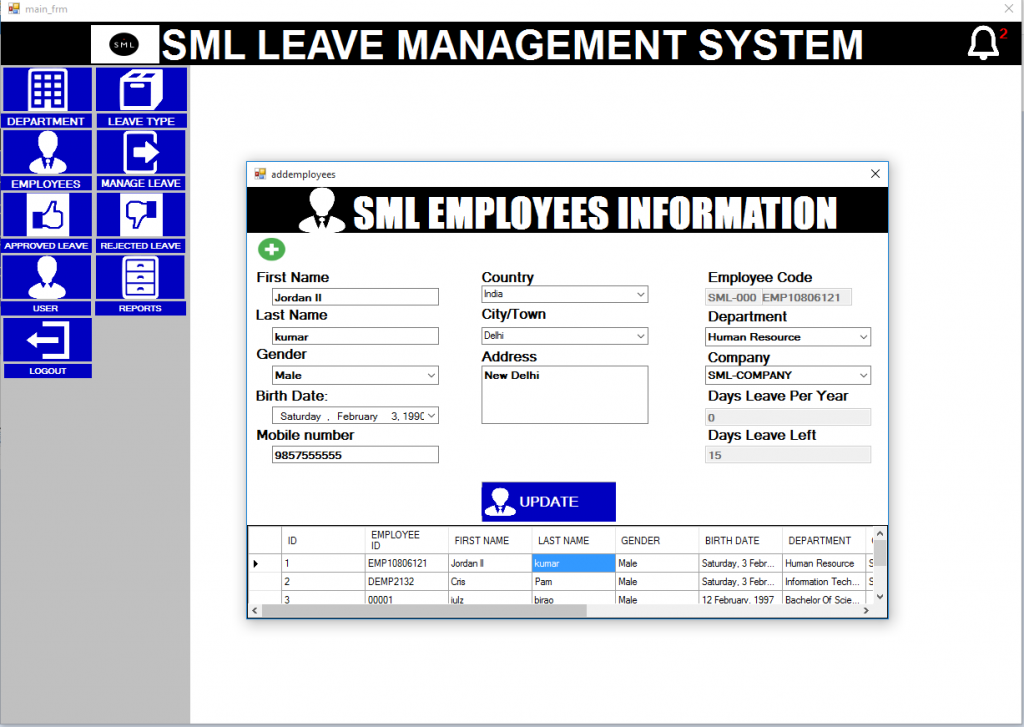 leave management system in vb.net