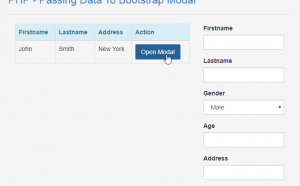 passing data to bootstrap modal
