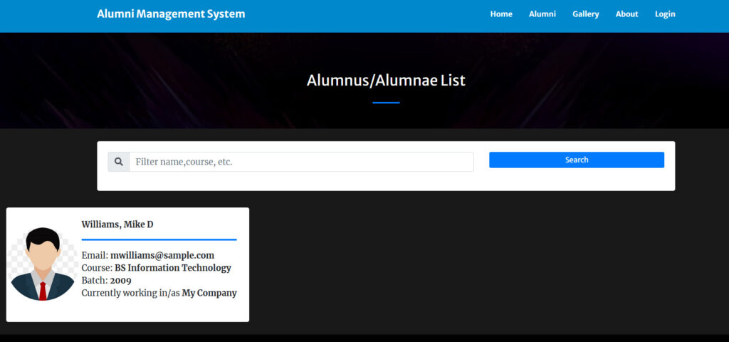 online alumni management system project,