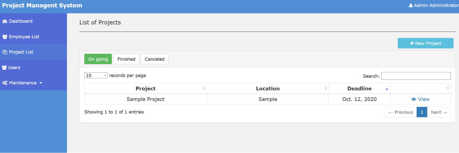 Project Management System Using PHP/MySQL | Campcodes