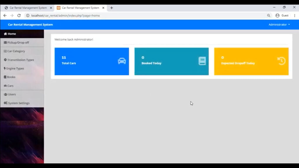 dashboard admin side