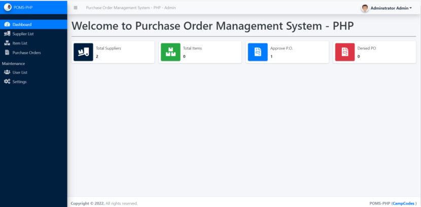 Purchase Order Management System in PHP MySQL
